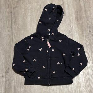 H&M Black Hoodie with Light Pink Hearts